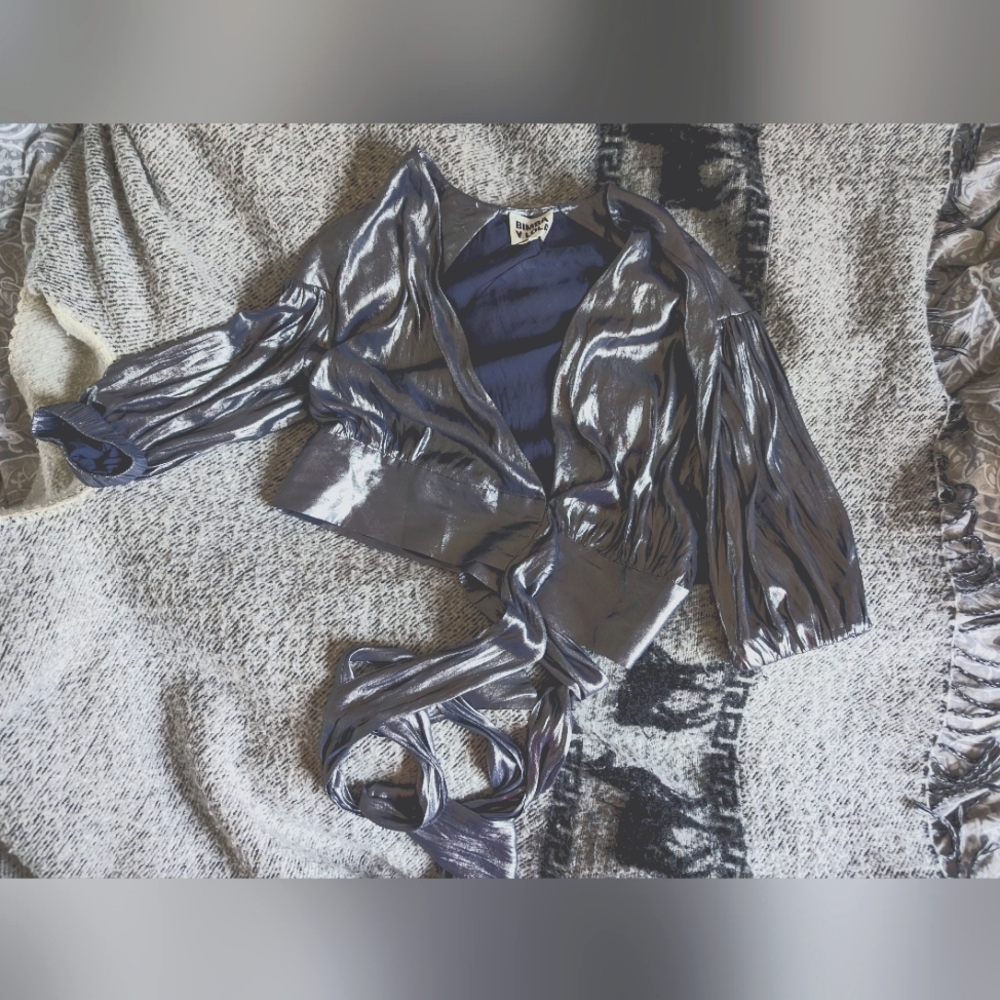 Bimba y lola metallic silver wrap shirt